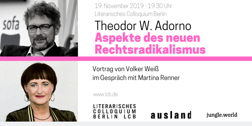 Tickets Theodor W. Adorno: Aspekte des neuen Rechtsradikalismus,  in Berlin